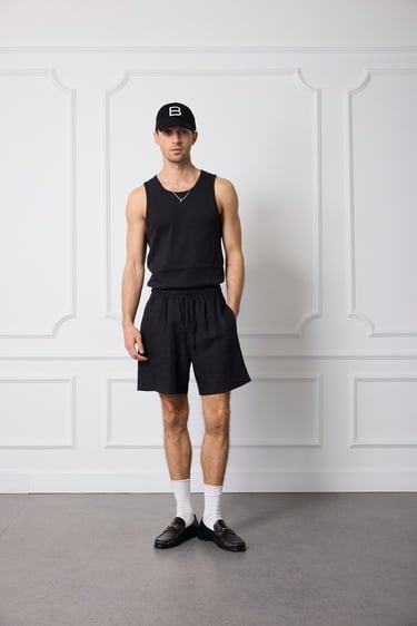  %100 Keten Beli Lastikli Şort