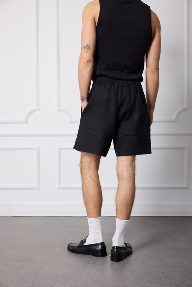  %100 Keten Beli Lastikli Şort