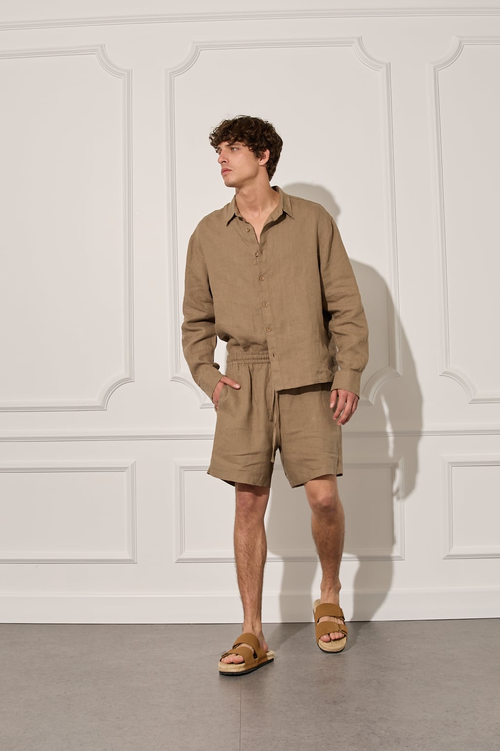  %100 Keten Beli Lastikli Şort