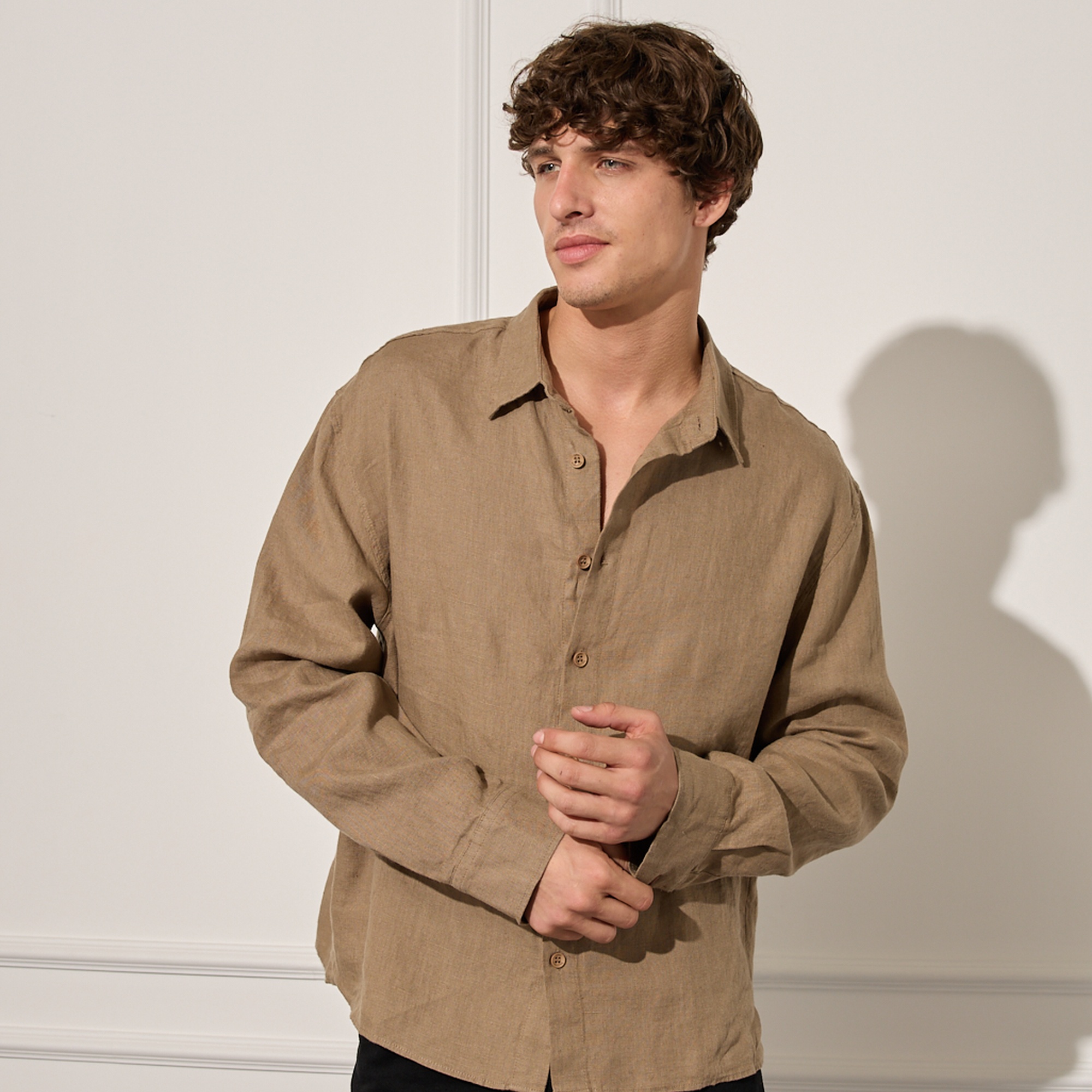 %100 Keten Oversize Gömlek