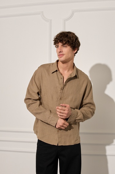  %100 Keten Oversize Gömlek