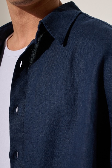  %100 Keten Oversize Gömlek