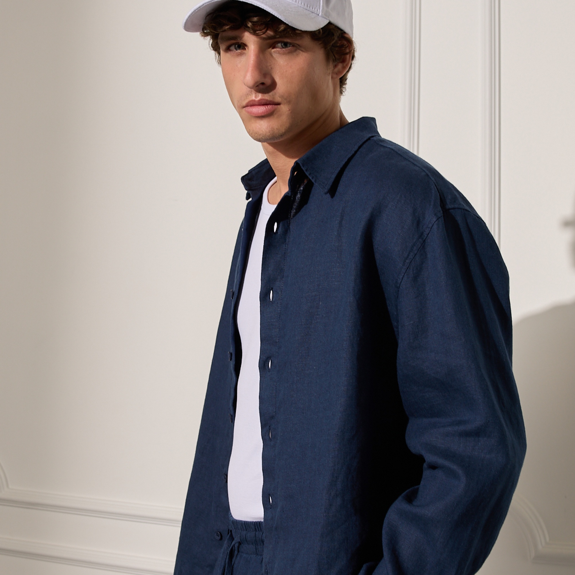 %100 Keten Oversize Gömlek