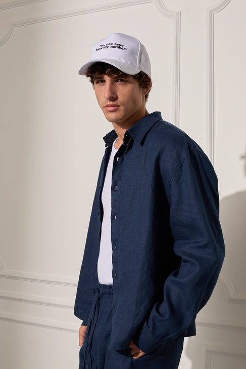  %100 Keten Oversize Gömlek