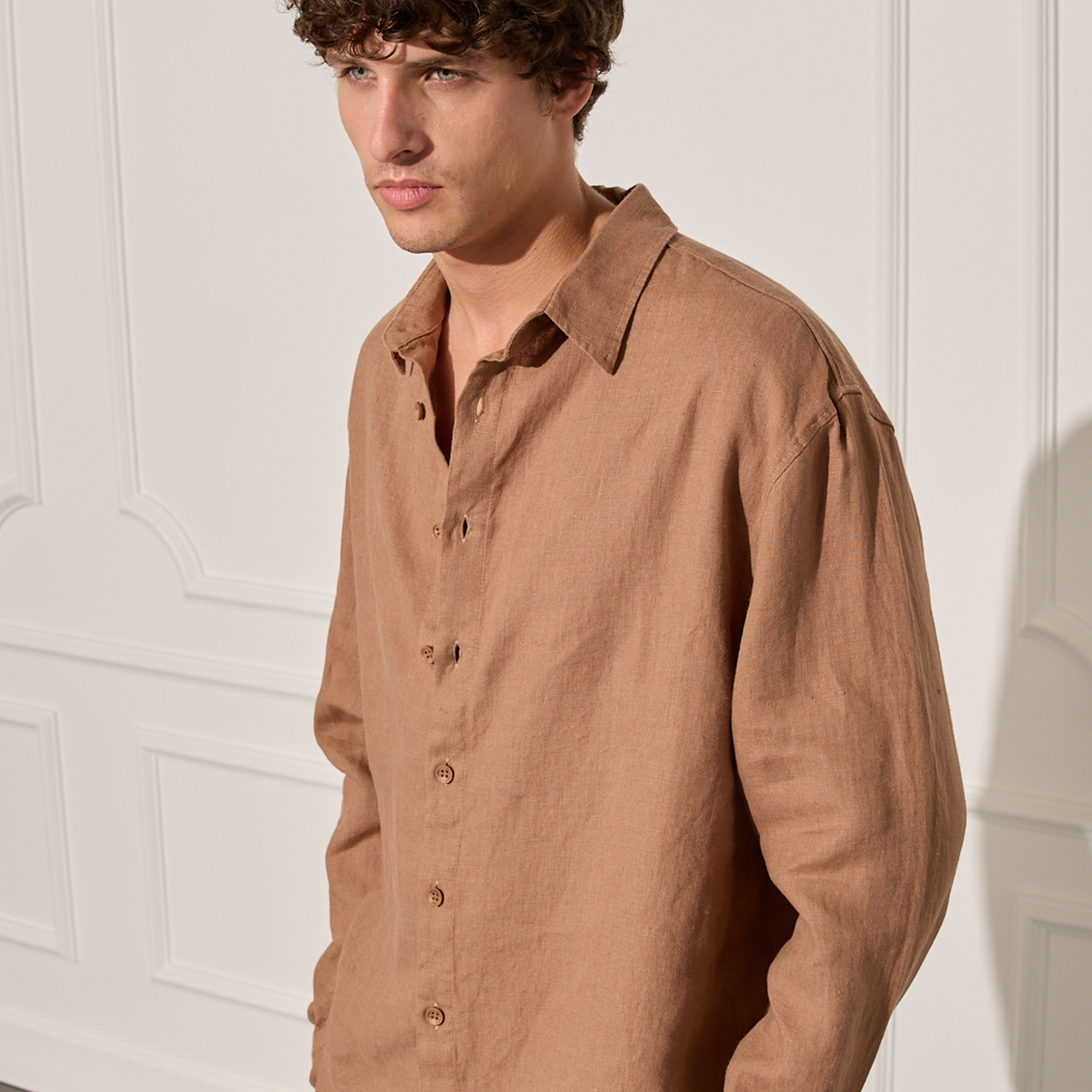 %100 Keten Oversize Gömlek