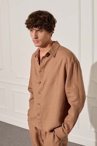  %100 Keten Oversize Gömlek