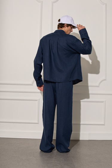  %100 Keten Oversize Gömlek