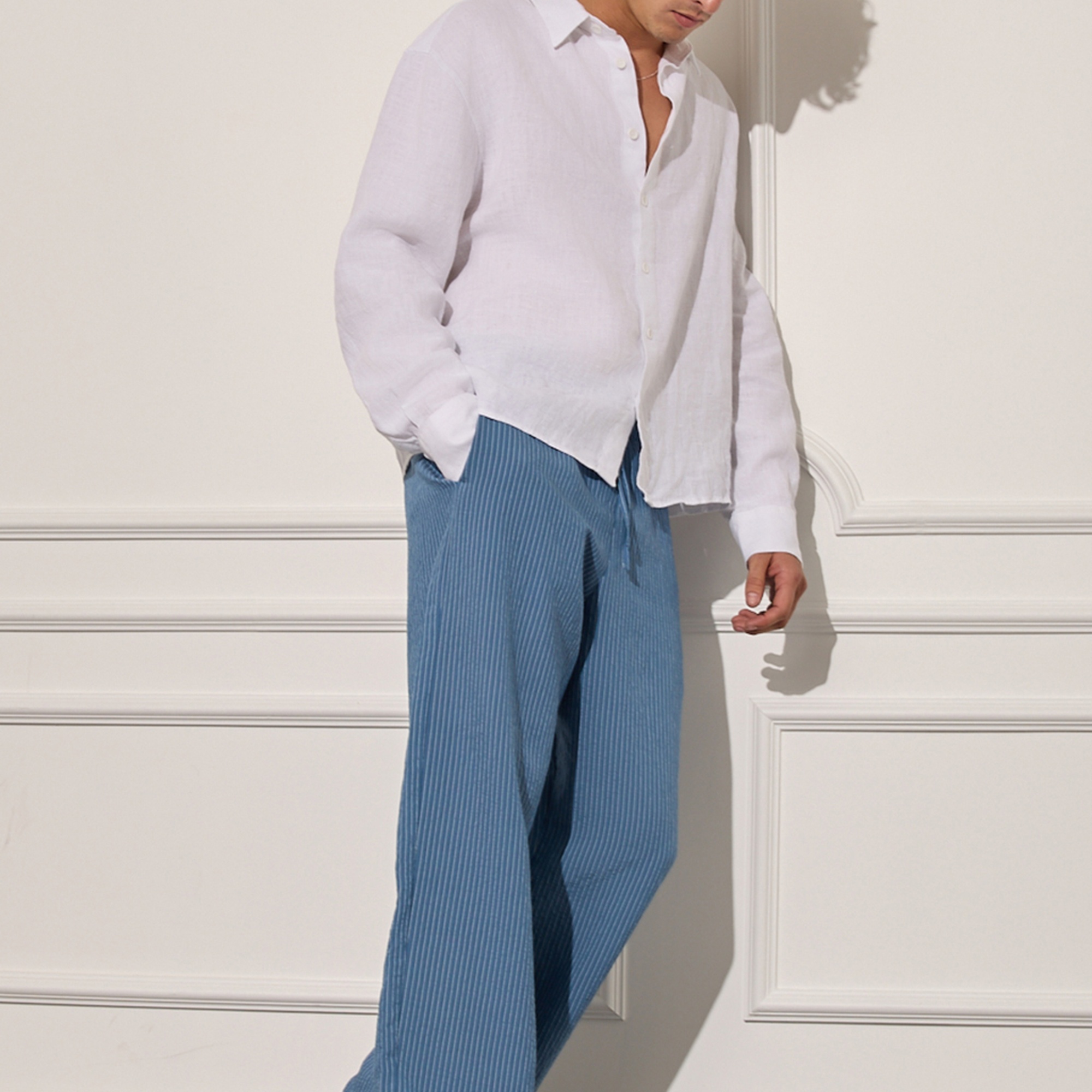 %100 Keten Oversize Gömlek