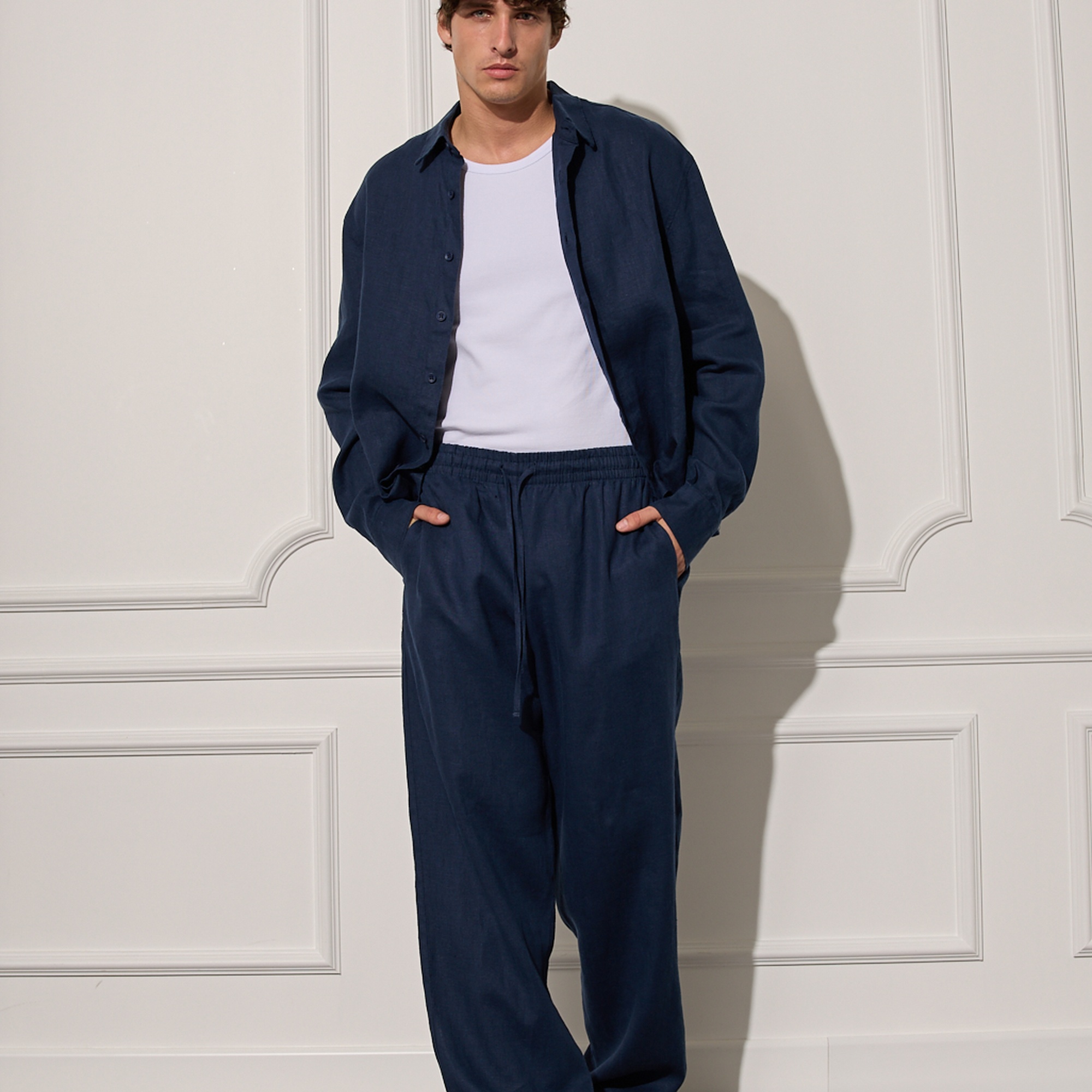 %100 Keten Oversize Gömlek