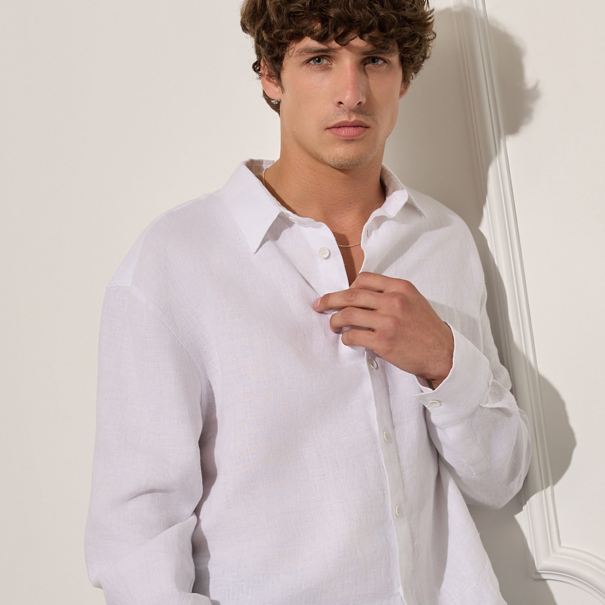 %100 Keten Oversize Gömlek