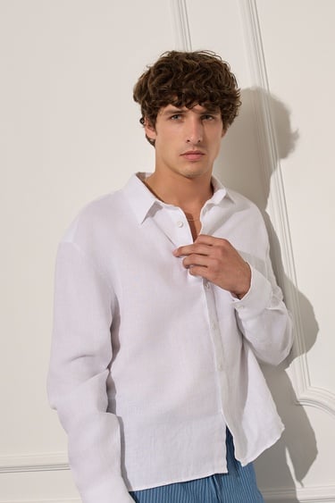  %100 Keten Oversize Gömlek