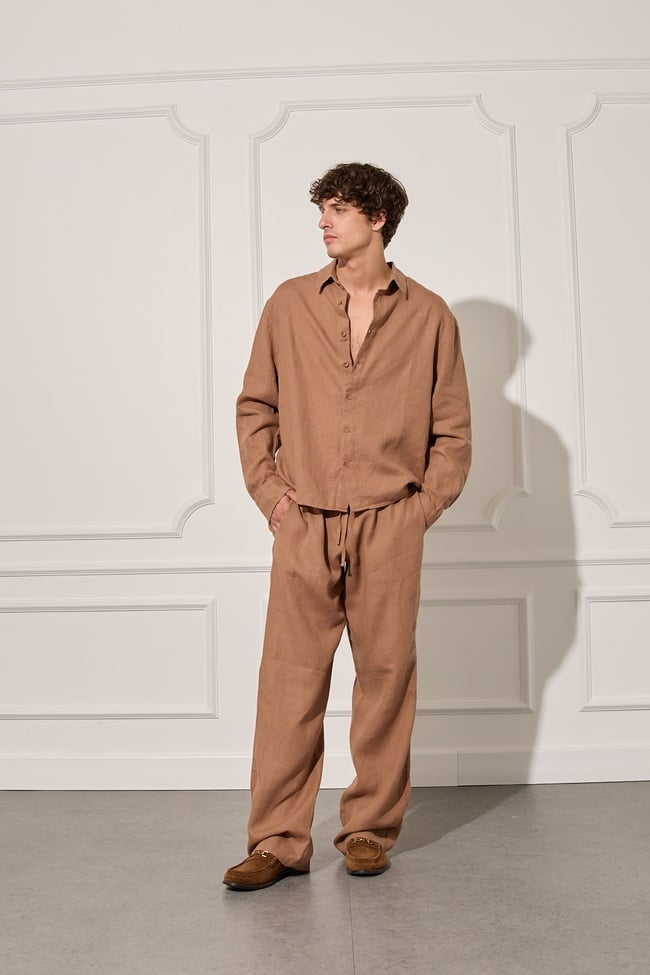  %100 Keten Oversize Gömlek