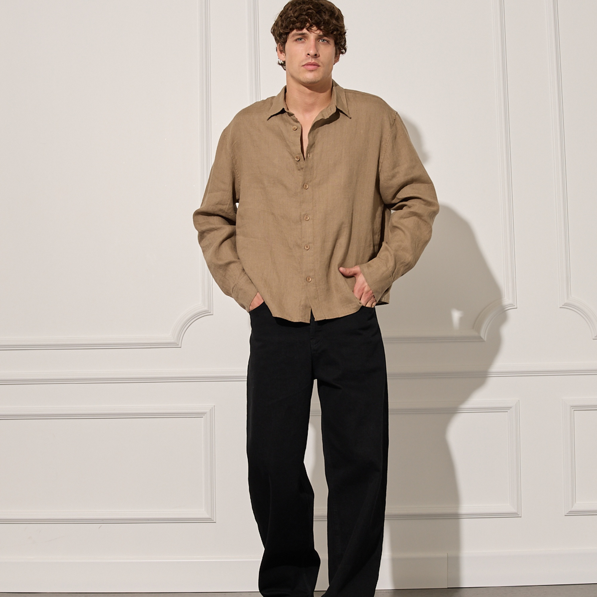 %100 Keten Oversize Gömlek