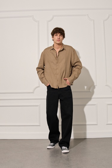  %100 Keten Oversize Gömlek