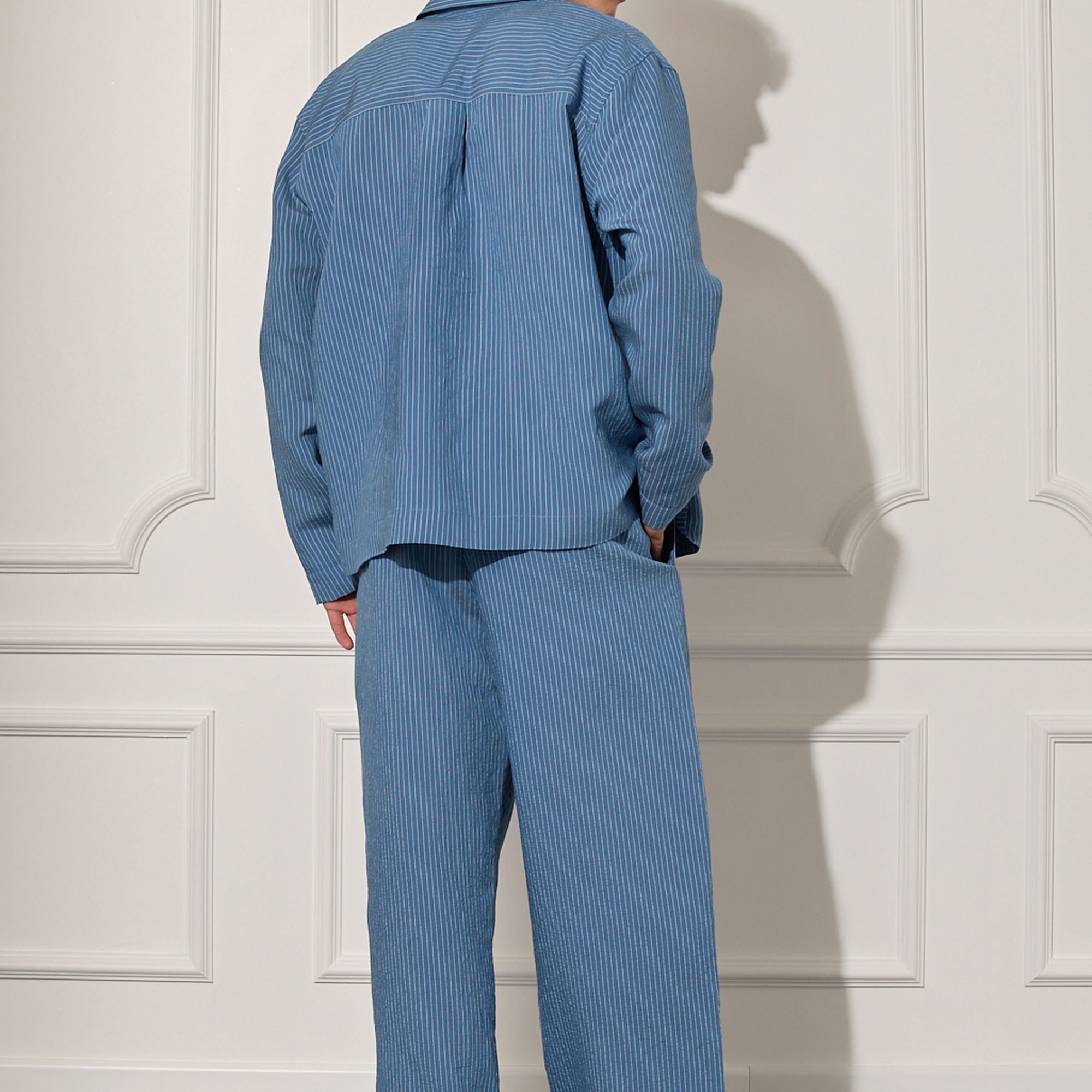 Beli Lastikli Çizgili Pantolon