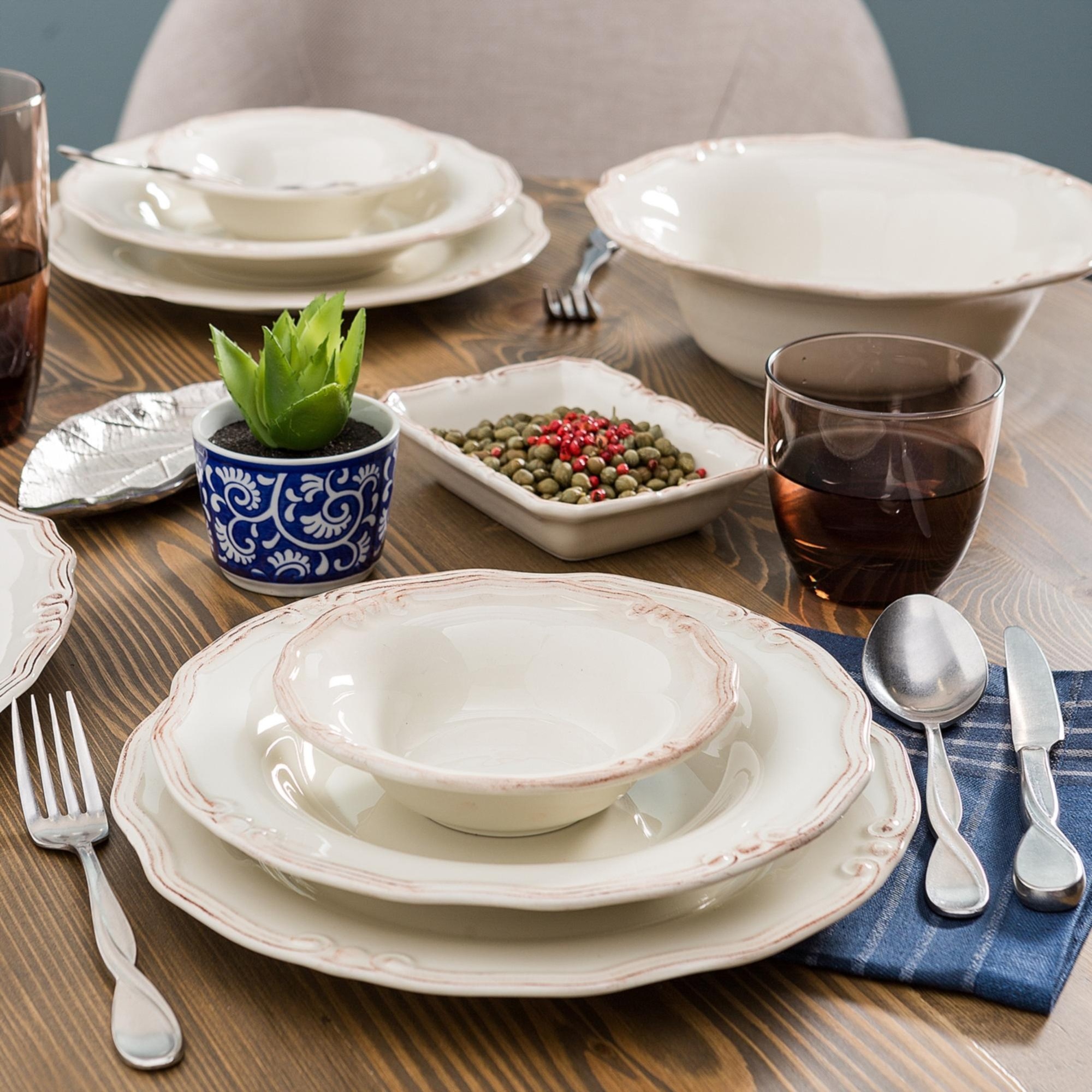 EKRU 6 LI ÇUKUR YEMEK TABAĞI SETİ 22CM