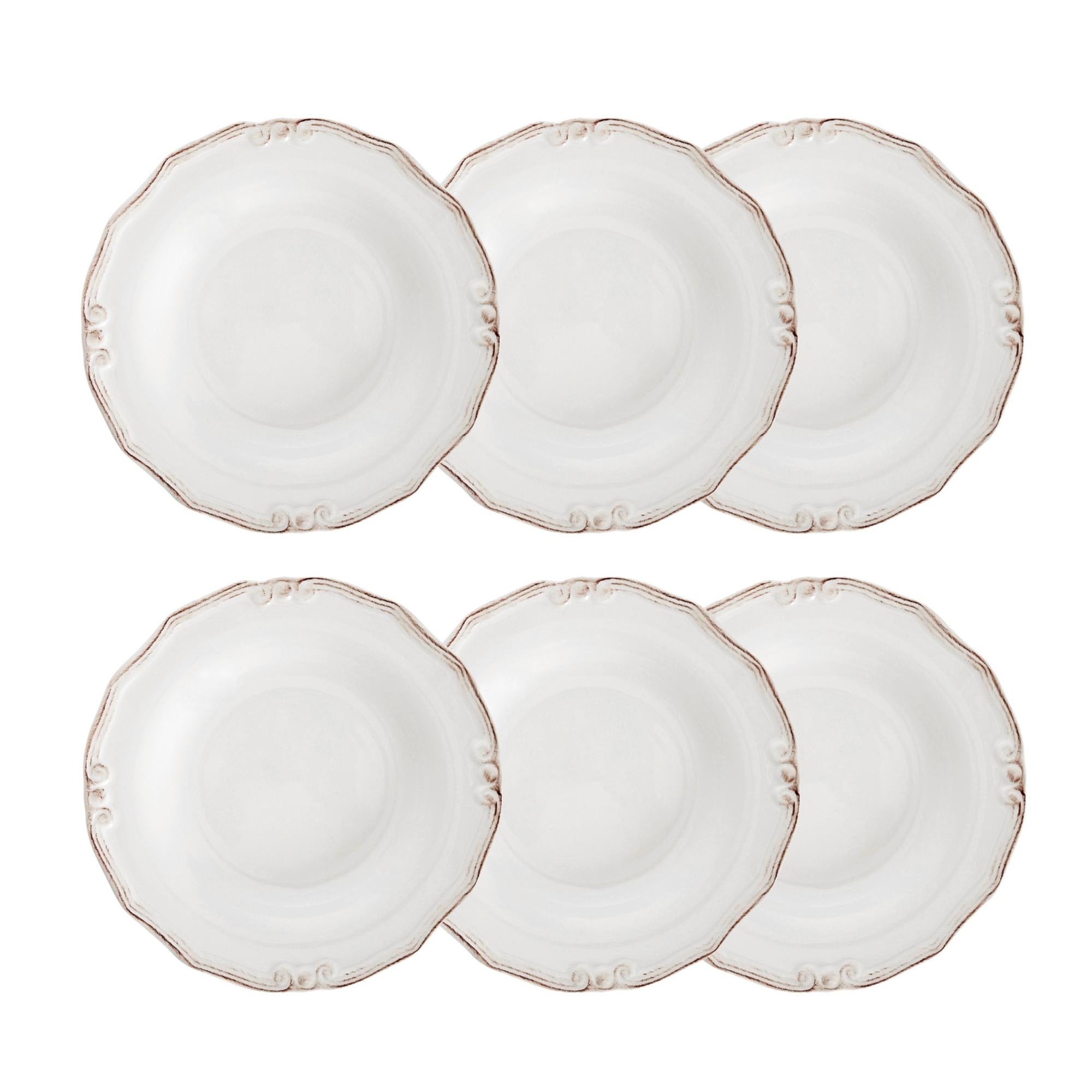 EKRU 6 LI ÇUKUR YEMEK TABAĞI SETİ 22CM