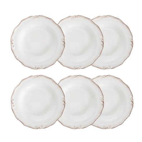  EKRU 6 LI ÇUKUR YEMEK TABAĞI SETİ 22CM