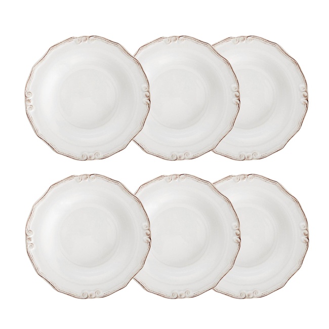  EKRU 6 LI ÇUKUR YEMEK TABAĞI SETİ 22CM