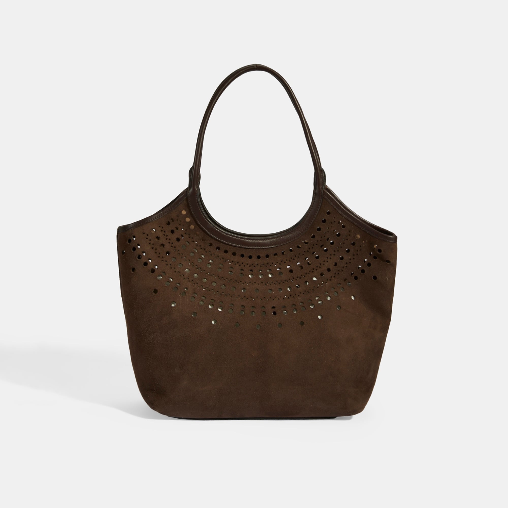 Kadın Kahve Perforeli Süet Omuz Çantası