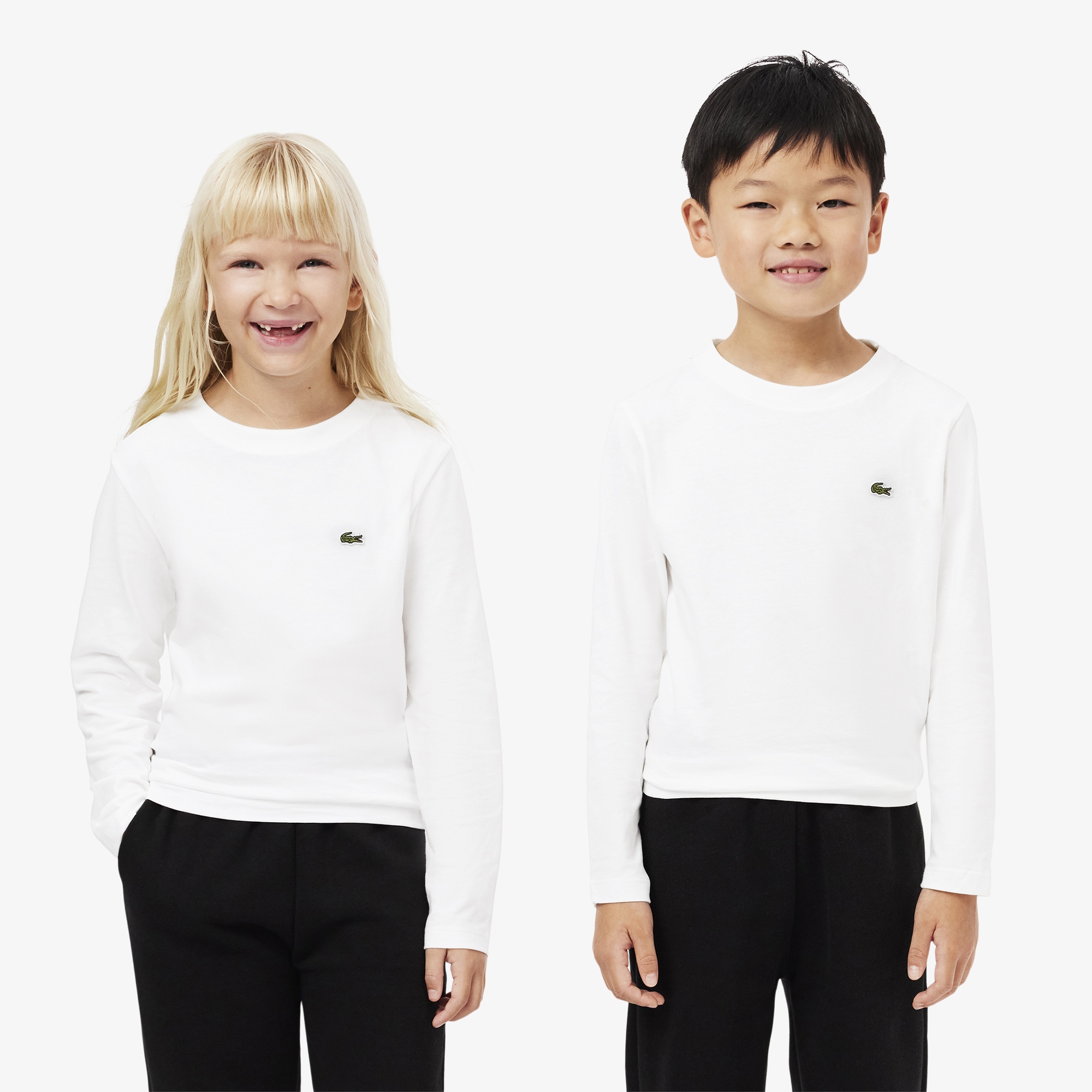 Lacoste Çocuk Uzun Kollu Bisiklet Yaka Beyaz T-Shirt