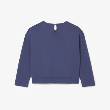  Kız Çocuk Uzun Kollu Bisiklet Yaka Baskılı Mor T-Shirt