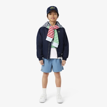  Lacoste Çocuk Bisiklet Yaka Baskılı Beyaz T-Shirt