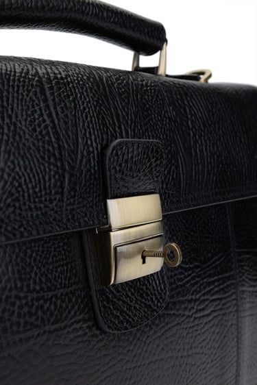  Tamer Tanca Erkek Hakiki Deri Siyah Evrak Çantası