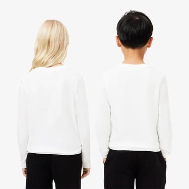  Lacoste Çocuk Uzun Kollu Bisiklet Yaka Beyaz T-Shirt