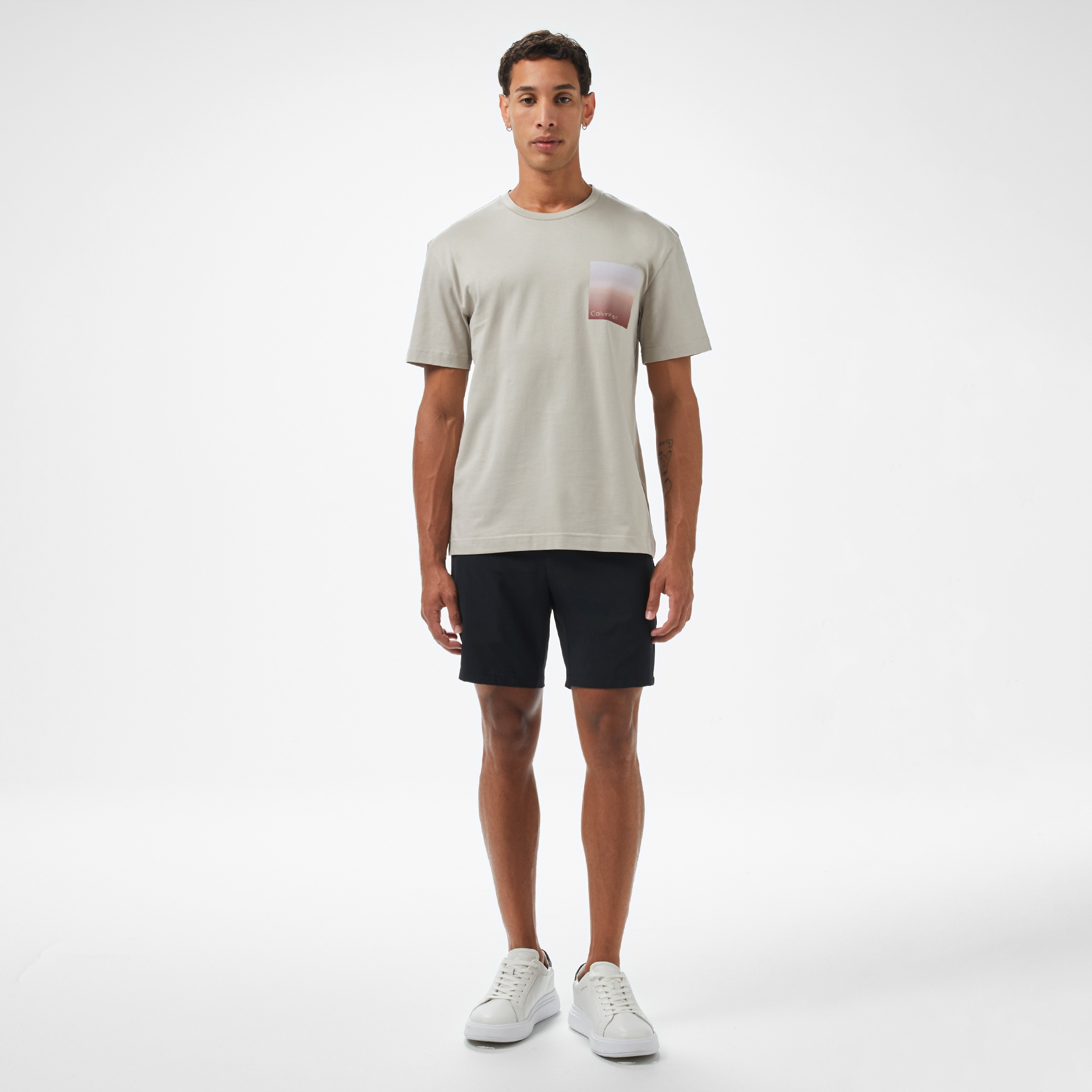 Calvin Klein Ombre Logo Erkek Gri T-Shirt