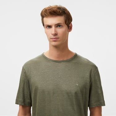  Brooks Brothers %100 Keten Bisiklet Yaka Erkek Haki T-Shirt