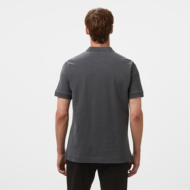  Brooks Brothers Polo Yaka Parça Boya 2 Düğmeli Erkek Gri T-Shirt