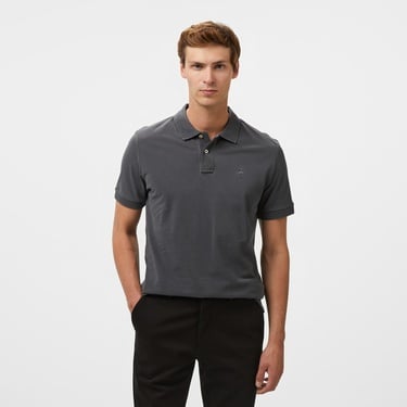  Brooks Brothers Polo Yaka Parça Boya 2 Düğmeli Erkek Gri T-Shirt