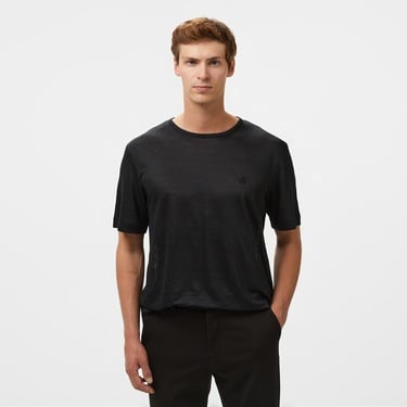  Brooks Brothers %100 Keten Bisiklet Yaka Erkek Siyah T-Shirt