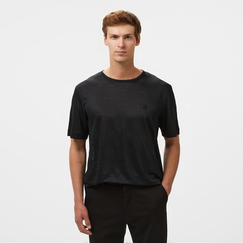  Brooks Brothers %100 Keten Bisiklet Yaka Erkek Siyah T-Shirt