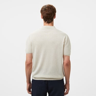  Brooks Brothers Polo Yaka Kısa Kol Keten Karışımlı Erkek Bej Kazak