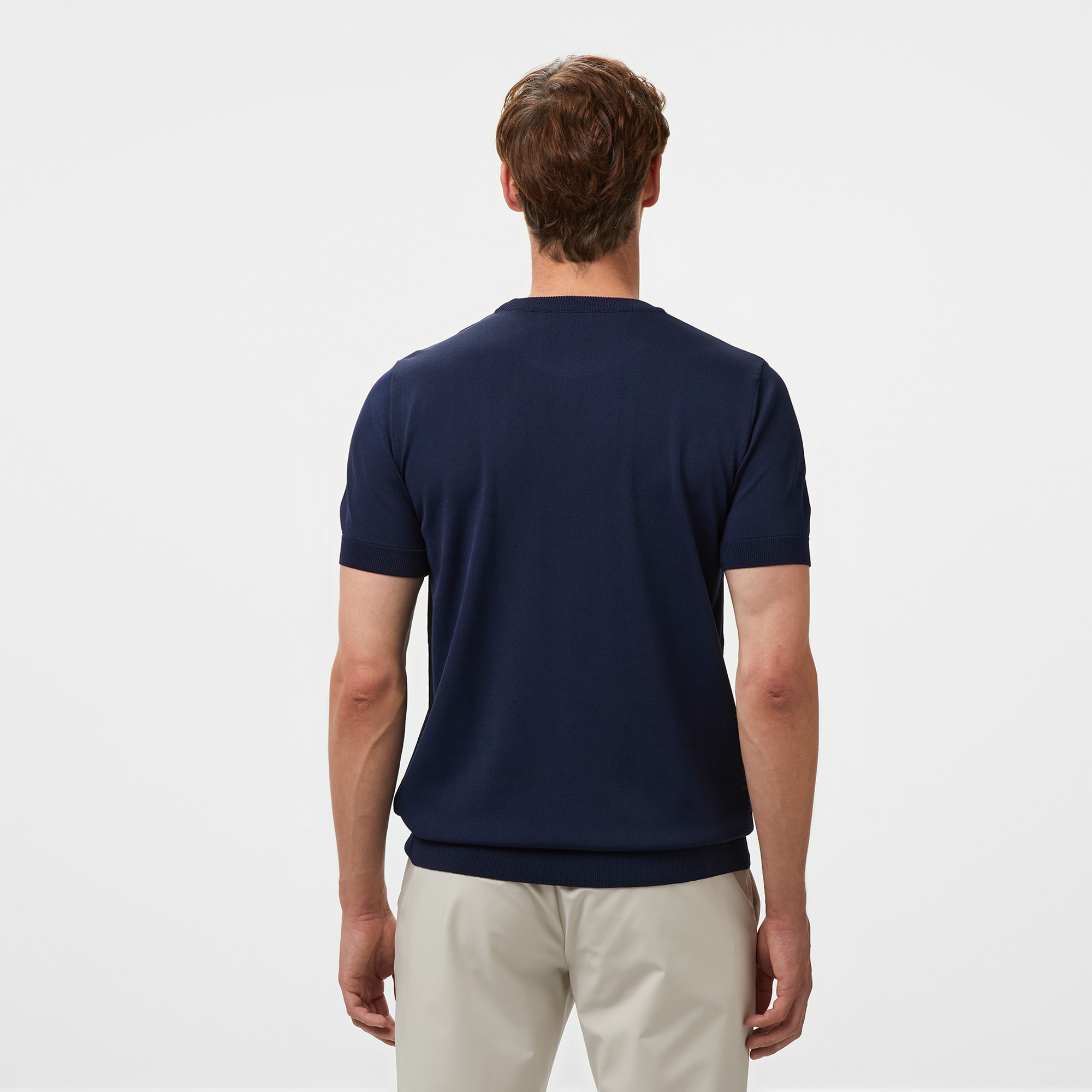 Brooks Brothers Bisiklet Yaka Basic Rayon Kısa Kol Erkek Lacivert Kazak