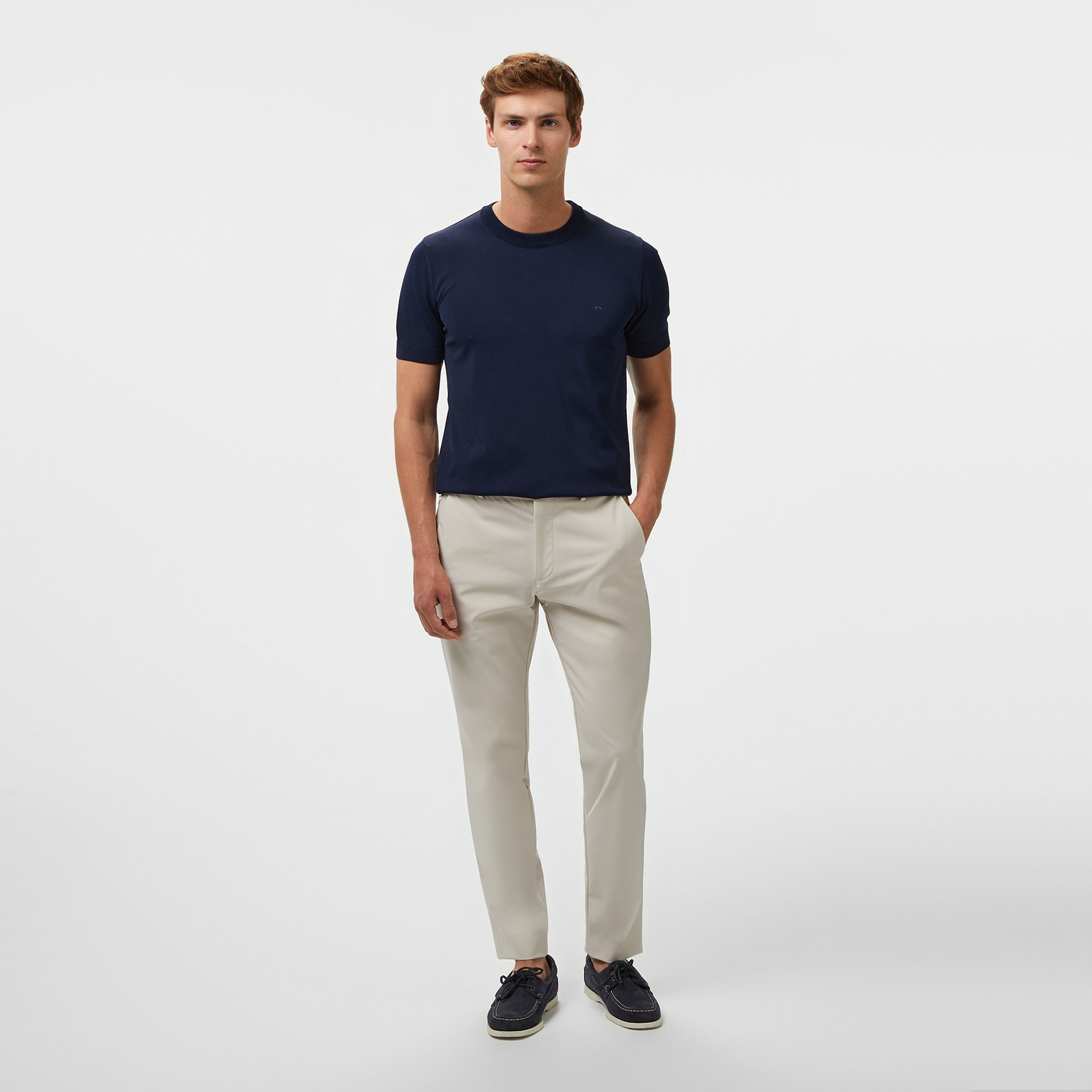 Brooks Brothers Bisiklet Yaka Basic Rayon Kısa Kol Erkek Lacivert Kazak