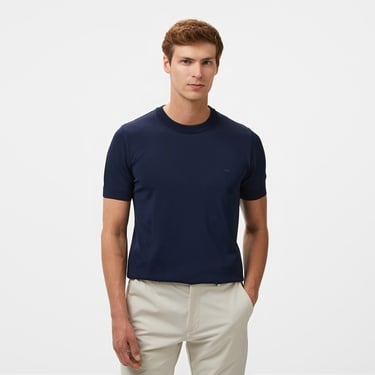  Brooks Brothers Bisiklet Yaka Basic Rayon Kısa Kol Erkek Lacivert Kazak
