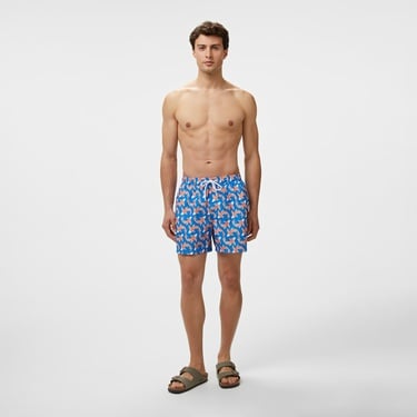  Brooks Brothers Lastikli Japon Balığı Desenli Erkek Mavi Mayo Şort