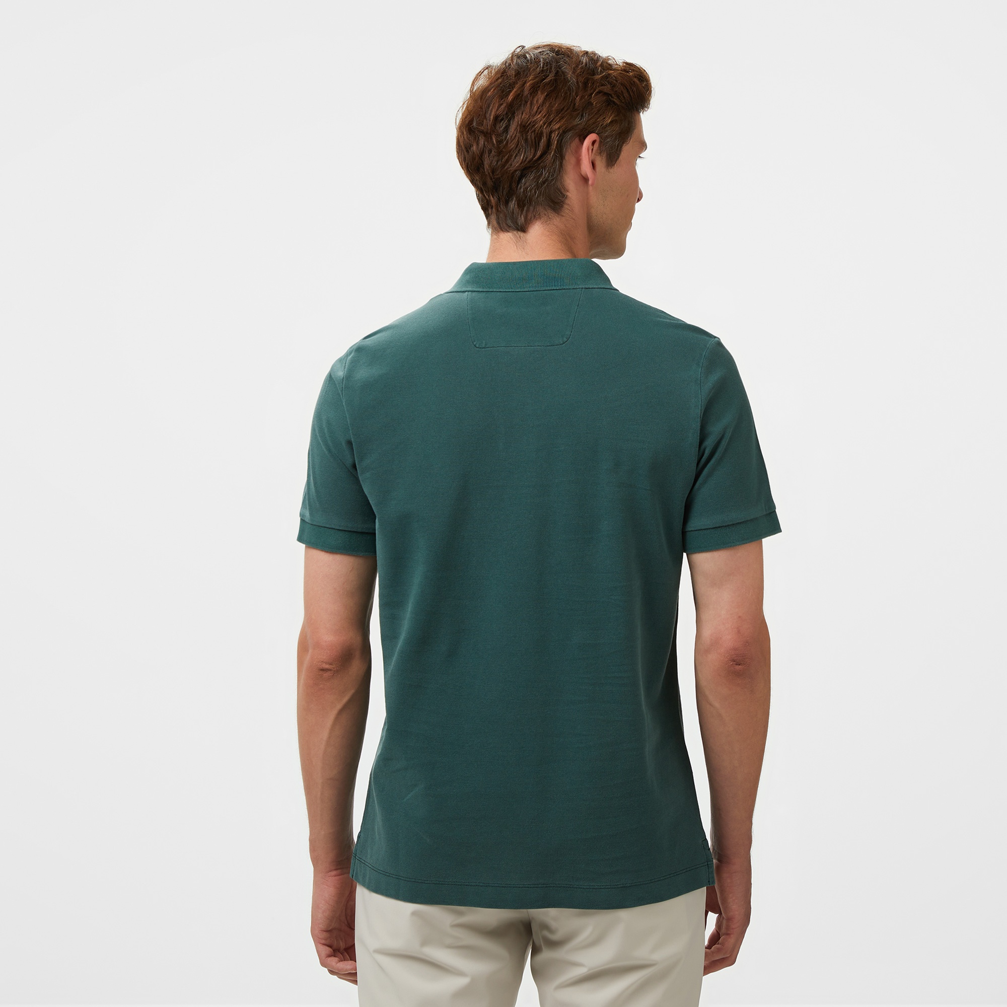 Brooks Brothers Polo Yaka Parça Boya 2 Düğmeli Erkek Yeşil T-Shirt