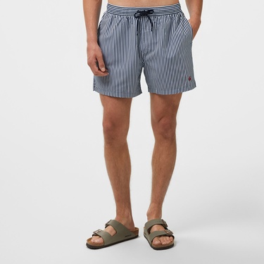  Brooks Brothers Lastikli İnce Çizgili Deniz Erkek Lacivert Mayo Şort