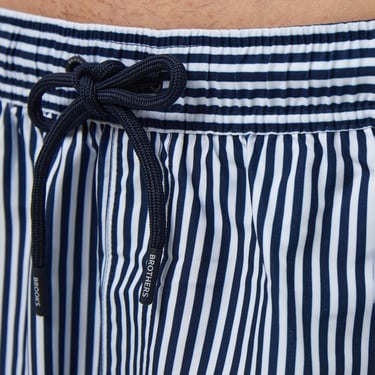  Brooks Brothers Lastikli İnce Çizgili Deniz Erkek Lacivert Mayo Şort