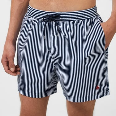  Brooks Brothers Lastikli İnce Çizgili Deniz Erkek Lacivert Mayo Şort