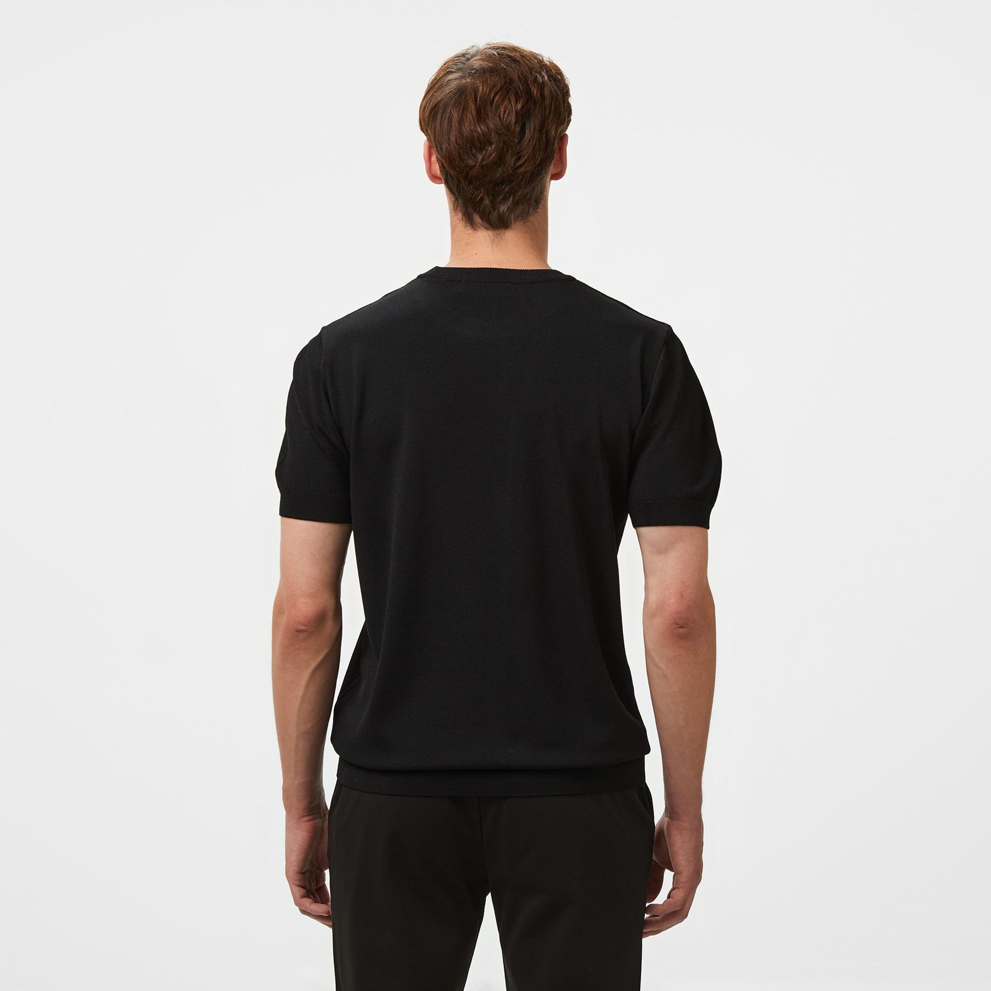 Brooks Brothers Bisiklet Yaka Basic Rayon Kısa Kol Erkek Siyah Kazak