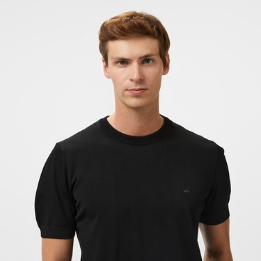  Brooks Brothers Bisiklet Yaka Basic Rayon Kısa Kol Erkek Siyah Kazak