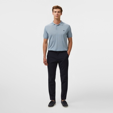  Brooks Brothers Polo Yaka Kısa Kol Keten Karışımlı Erkek Mavi Kazak