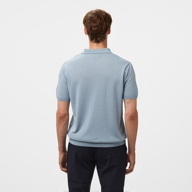  Brooks Brothers Polo Yaka Kısa Kol Keten Karışımlı Erkek Mavi Kazak