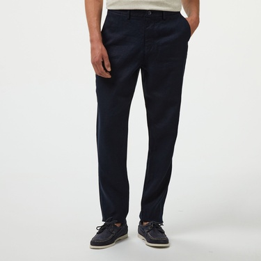  Brooks Brothers %100 Keten Klasik Erkek Lacivert Pantolon