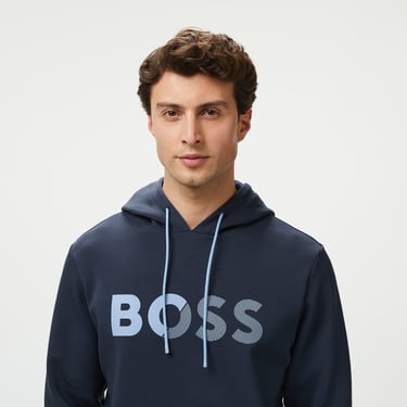  Boss Soody Tape Logo Erkek Mavi Sweatshirt